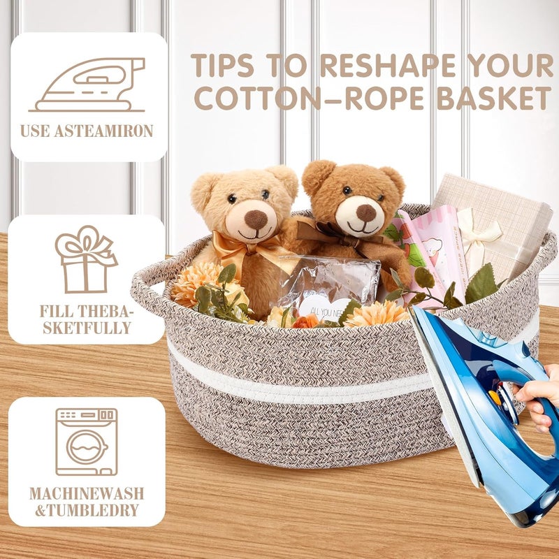 Colingmill Valentine Woven Gift Basket Empty with Ribbons Bow Tie and Bag, Valentine's Day Empty Decorative Chest Box, Woven Rope Storage with Handles Home Decor(14 x 10 x 5.5 Inch,Khaki) - Image 3